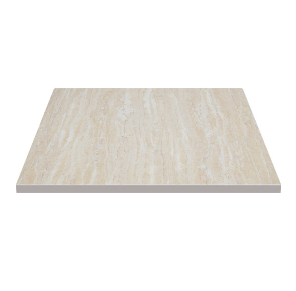Square Beige Travertine Melamine Table Top | Commercial Grade Laminate Surface for Cafes & Restaurants