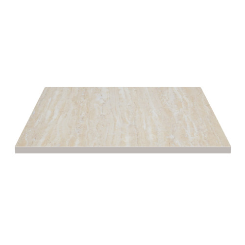 Square Beige Travertine Melamine Table Top | Commercial Grade Laminate Surface for Cafes & Restaurants