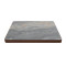 Square Grey Marble-Look Sintered Stone Table Top | Dark Walnut Aluminum Rim