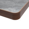 Square Grey Marble-Look Sintered Stone Table Top | Dark Walnut Aluminum Rim