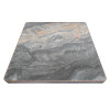Square Grey Marble-Look Sintered Stone Table Top | Dark Walnut Aluminum Rim