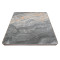 Square Grey Marble-Look Sintered Stone Table Top | Dark Walnut Aluminum Rim