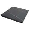 Square Grey Marble-Look Sintered Stone Table Top | Dark Walnut Aluminum Rim