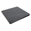 Square Grey Marble-Look Sintered Stone Table Top | Dark Walnut Aluminum Rim