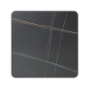 Square Grey Marble-Look Sintered Stone Table Top | Dark Walnut Aluminum Rim
