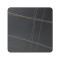 Square Grey Marble-Look Sintered Stone Table Top | Dark Walnut Aluminum Rim