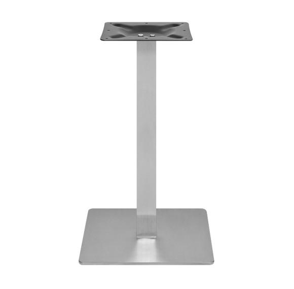 Brushed Stainless Steel Square Table Base | Heavy Duty Single Column Pedestal for Cafe & Restaurant Tables