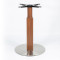 Wood Look Column + Stainless Steel Round Base Table Pedestal | Modern Mixed-Media Leg for Cafe & Dining Tables