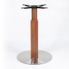 Round Stainless Steel Base with Wood Grain Column | Commercial Restaurant Table Base