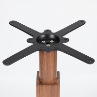 Round Stainless Steel Base with Wood Grain Column | Commercial Restaurant Table Base