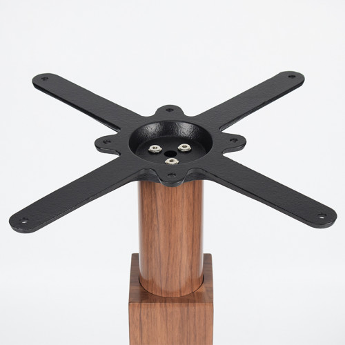 Round Stainless Steel Base with Wood Grain Column | Commercial Restaurant Table Base