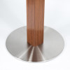 Wood Look Column + Stainless Steel Round Base Table Pedestal | Modern Mixed-Media Leg for Cafe & Dining Tables