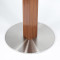 Wood Look Column + Stainless Steel Round Base Table Pedestal | Modern Mixed-Media Leg for Cafe & Dining Tables