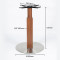 Wood Look Column + Stainless Steel Round Base Table Pedestal | Modern Mixed-Media Leg for Cafe & Dining Tables