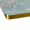 Rectangular Turquoise Marble-Look Sintered Stone Table Top | Brushed Titanium Gold 201 Stainless Steel Rim