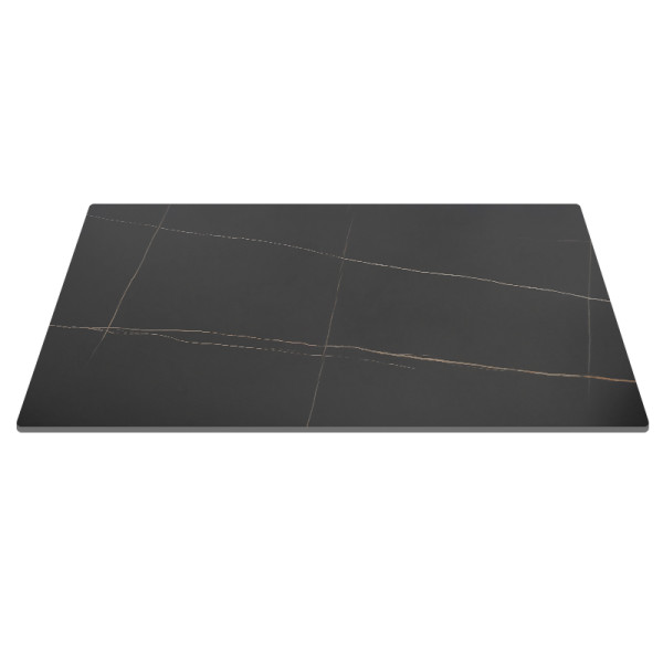 Rectangular Lauren Black Gold Sintered Stone Table Top | Luxury Dining Table Top