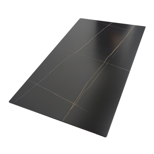 Rectangular Lauren Black Gold Sintered Stone Table Top | Luxury Dining Table Top
