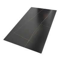 Rectangular Lauren Black Gold Sintered Stone Table Top | Luxury Dining Table Top