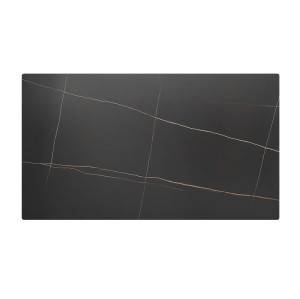 Rectangular Lauren Black Gold Sintered Stone Table Top | Luxury Dining Table Top