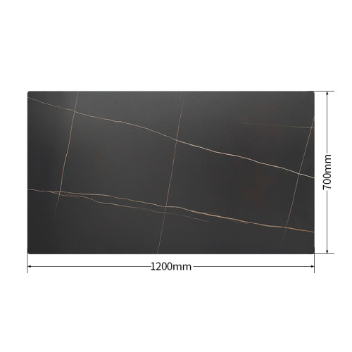 Rectangular Lauren Black Gold Sintered Stone Table Top | Luxury Dining Table Top