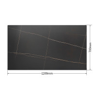Rectangular Lauren Black Gold Sintered Stone Table Top | Luxury Dining Table Top