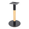 Round Beige Travertine Dining Table | Modern Cafe Table with Wood Grain & Black Metal Base