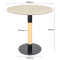 Round Beige Travertine Dining Table | Modern Cafe Table with Wood Grain & Black Metal Base