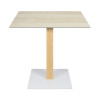 Square Dining Table | Minimalist Cafe Table with Wood Grain & White Metal Base
