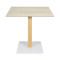 Square Dining Table | Minimalist Cafe Table with Wood Grain & White Metal Base