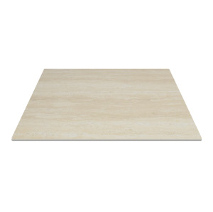 Square Dining Table | Minimalist Cafe Table with Wood Grain & White Metal Base