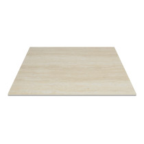 Square Dining Table | Minimalist Cafe Table with Wood Grain & White Metal Base
