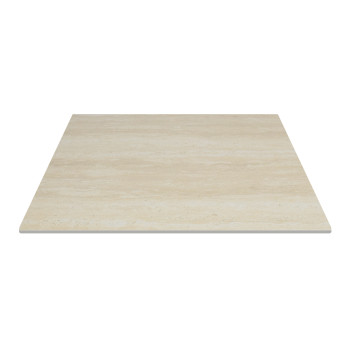Square Dining Table | Minimalist Cafe Table with Wood Grain & White Metal Base