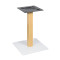 Square Dining Table | Minimalist Cafe Table with Wood Grain & White Metal Base