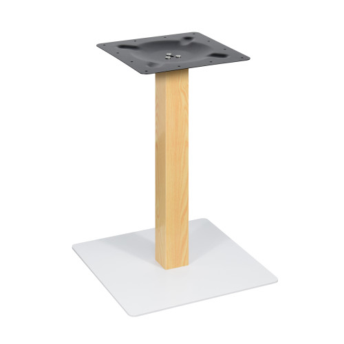 Square Dining Table | Minimalist Cafe Table with Wood Grain & White Metal Base