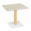 Square Dining Table | Minimalist Cafe Table with Wood Grain & White Metal Base