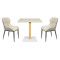 Square Dining Table | Minimalist Cafe Table with Wood Grain & White Metal Base