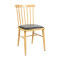 Wood-Look Metal  Dining Chair with Black PU Cushion | Modern upholstered dining chairs