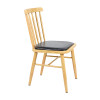 Wood-Look Metal Dining Chair with Black PU Cushion | Modern upholstered dining chairs