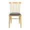 Wood-Look Metal  Dining Chair with Black PU Cushion | Modern upholstered dining chairs