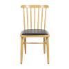 Wood-Look Metal Dining Chair with Black PU Cushion | Modern upholstered dining chairs