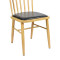 Wood-Look Metal  Dining Chair with Black PU Cushion | Modern upholstered dining chairs