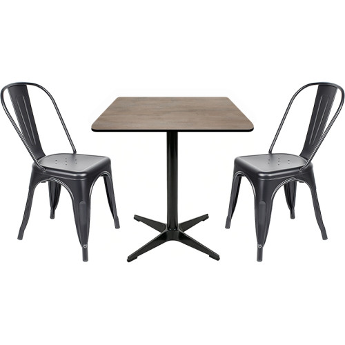 Commercial Compact Laminate HPL Dining Table with Black Aluminum 4-Star Base for Restaurant & Cafe