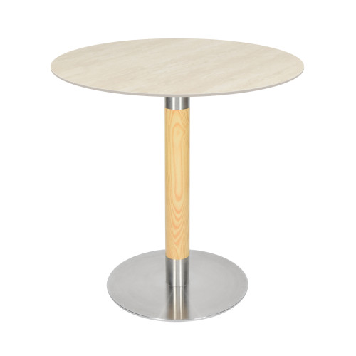 Round Sintered Stone Dining Table with Stainless Steel &  Wood Grain Metal Base For Cafe & Restaurant