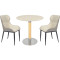 Round Sintered Stone Dining Table with Stainless Steel &  Wood Grain Metal Base For Cafe & Restaurant
