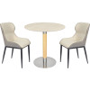 Round Sintered Stone Dining Table with Stainless Steel & Wood Grain Metal Base For Cafe & Restaurant