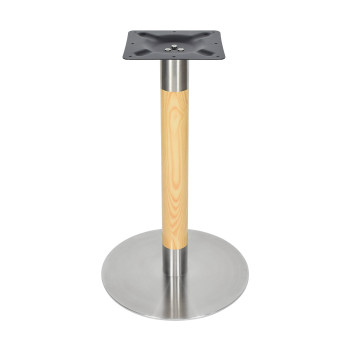 Round Sintered Stone Dining Table with Stainless Steel &  Wood Grain Metal Base For Cafe & Restaurant