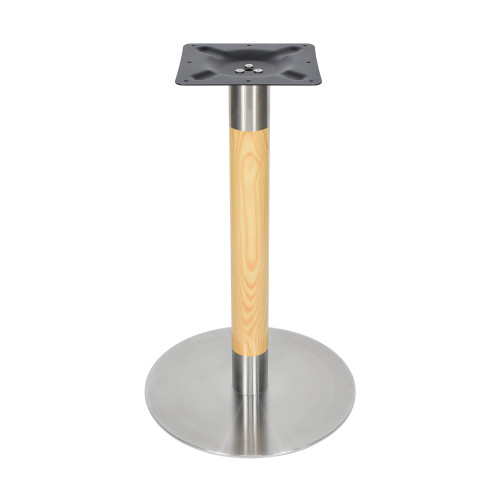 Round Sintered Stone Dining Table with Stainless Steel &  Wood Grain Metal Base For Cafe & Restaurant