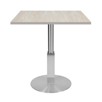 Stainless Steel Pedestal Base Melamine Laminate Top Square Commercial Dining Table for Restaurant Hotel Wholesale