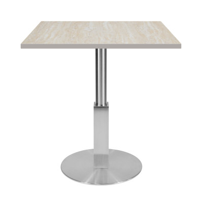 Stainless Steel Pedestal Base Melamine Laminate Top Square Commercial Dining Table for Restaurant Hotel Wholesale