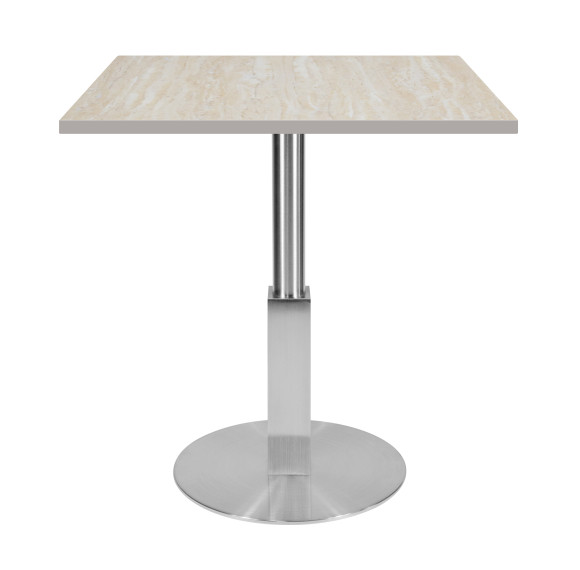 Stainless Steel Pedestal Base Melamine Laminate Top Square Commercial Dining Table for Restaurant Hotel Wholesale